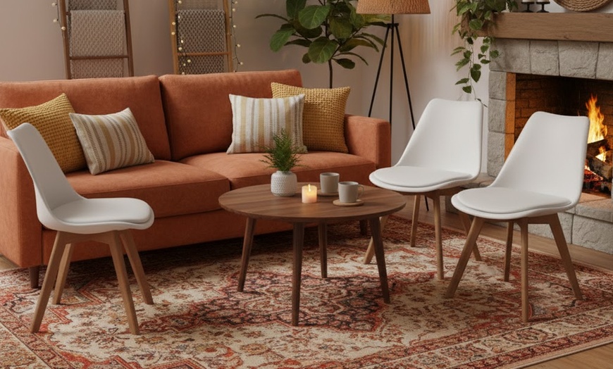 Image 4: Set 4 sedie in ecopelle e legno di faggio