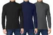 (3-Pack) Men's Long Sleeve Turtle Neck T-Shirt (Sizes, S to 2XL) - Second Medium