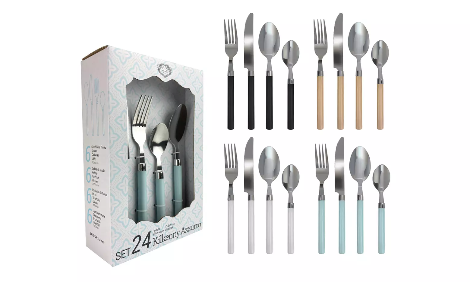 Set di 24 posate in acciaio inox Kilkenny, disponibile in diversi colori - Primary Image