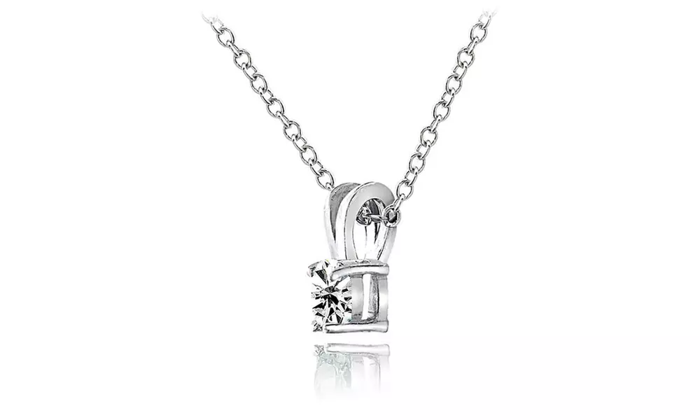 Sterling Silver Cubic Zirconia 5mm Round Solitaire Necklace