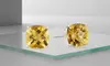 Paris Jewelry White Gold Plated 6mm Cushion Created Citrine Stud Earrings