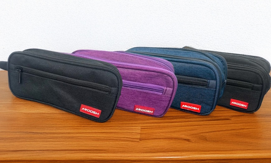 Image 1: Aroosh Triple Pocket Zipped Pencil Case