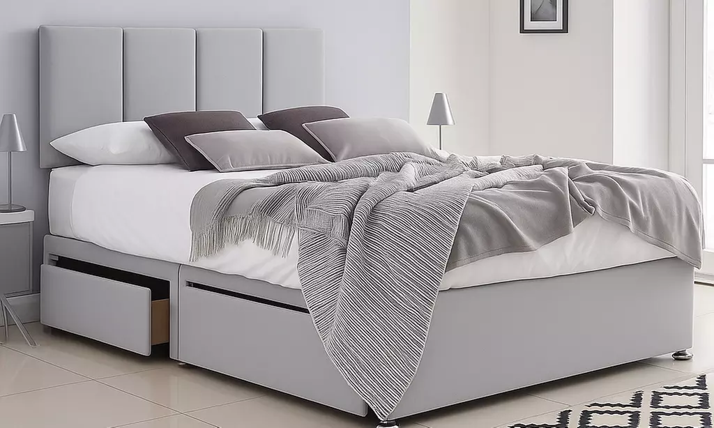 Panelled Divan Bed with Memory Foam Sprung Mattress and Optional Storage - Primary Image