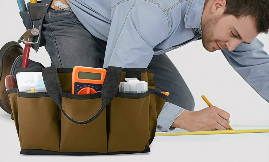 Image 5: 14 Inch Garden Tool Storage Bag and Home Organizer with Pockets