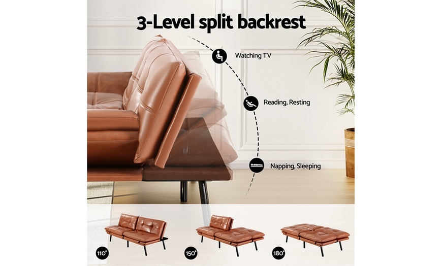 Image 4: Artiss 3 Seater Leather Recliner Lounge