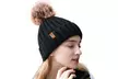 Winter Beanie Hat for Women Faux Fur Pom Pom Hats Womens Warm Cap - Second Medium