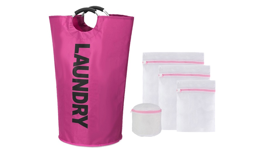 Image 18: 90L Large Laundry Basket Mesh Laundry Wash Bags for Socks Underwear Hosiery Bras