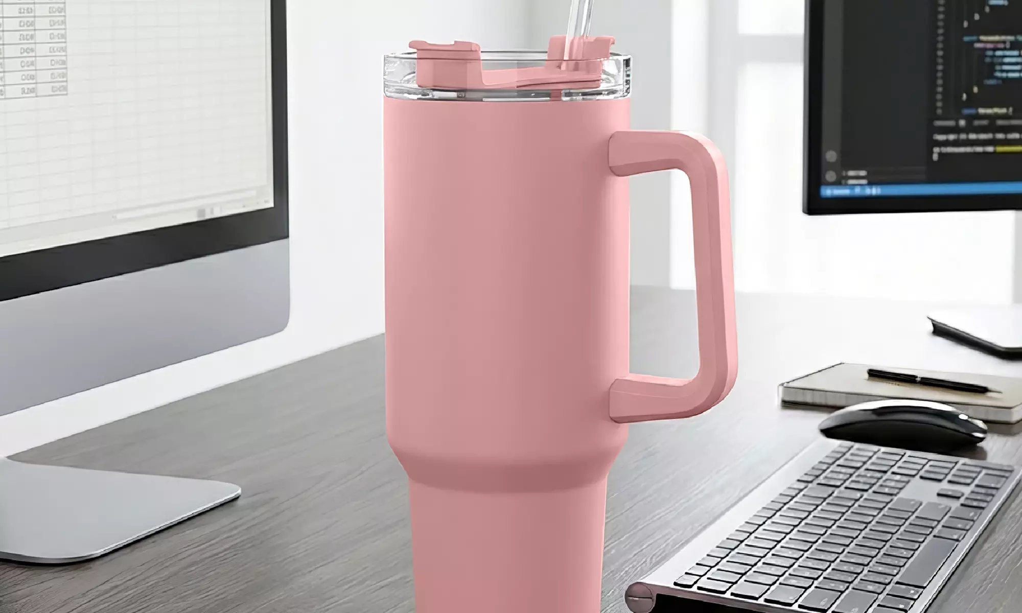 Thermosflasche 1200 ml mit Strohhalm