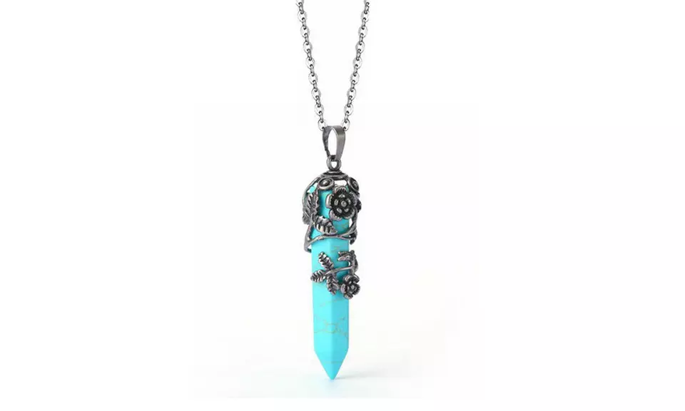 Healing Crystal Wrapped Pointed Natural Quartz Stone Necklace Pendant