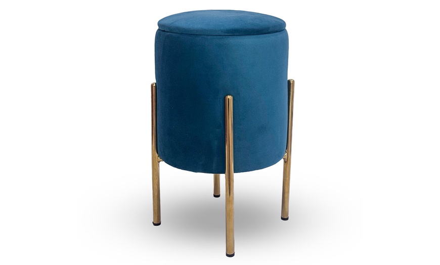 Image 14: Puf de terciopelo con espacio de almacenamiento 