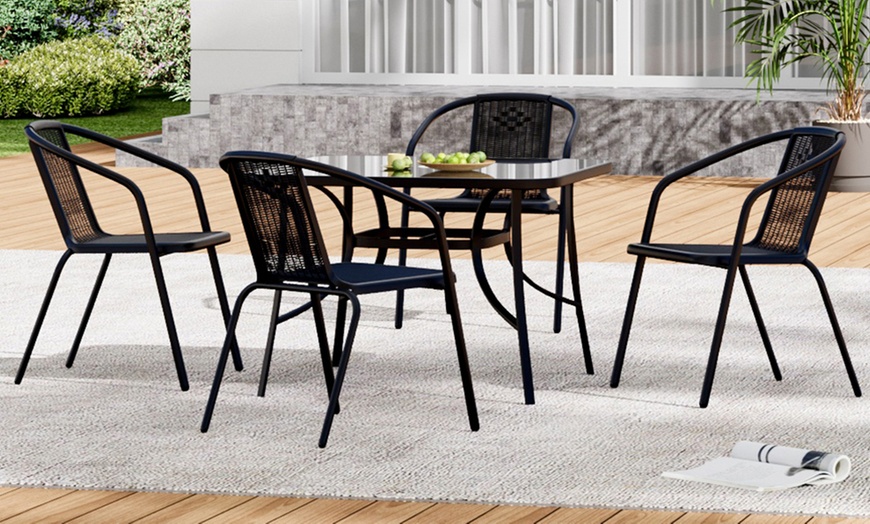 Image 21: Garden Rippled Tempered Glass Table Set
