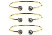 Paris Jewelry 24k Yellow Gold Plated Round Alexandrite Stackable Bangle Bracelet - Second Medium