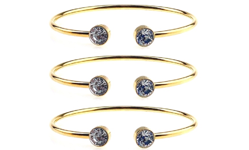 Image 4: Paris Jewelry 24k Yellow Gold Plated Round Alexandrite Stackable Bangle Bracelet