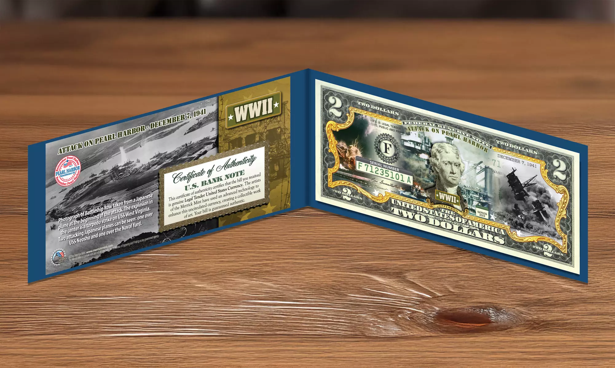 PEARL HARBOR World War II Genuine Legal Tender U.S. Two Dollar Bill