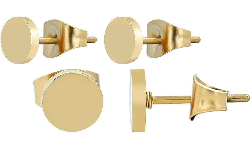 Image 18: Pendientes elegantes de acero inoxidable tipo botón