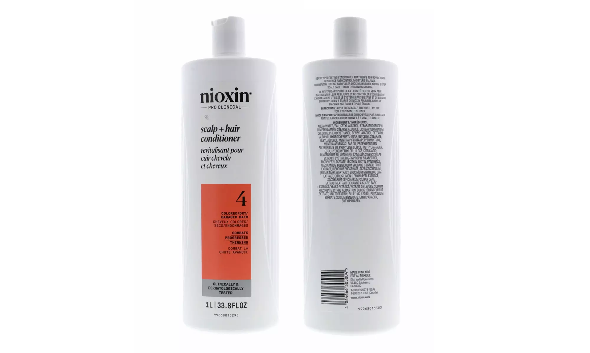Nioxin Cleanser Shampoo and Scalp Therapy Conditioner Liter 33.8 oz Set Combo