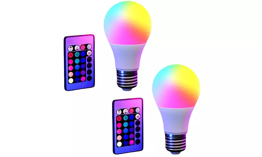 Image 6: 1, 2 of 4 gekleurde led-lampen met afstandsbediening