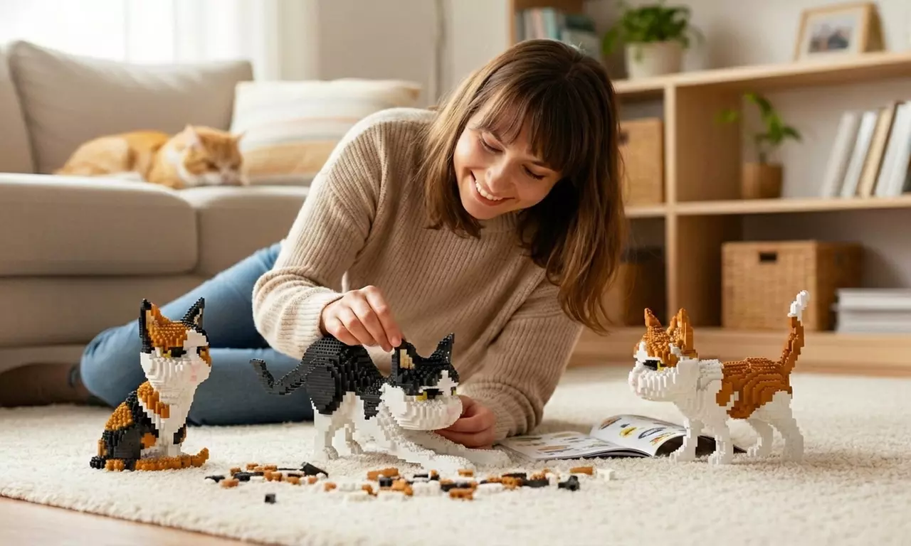 Mini-Baustein-Set im Katzenmotiv