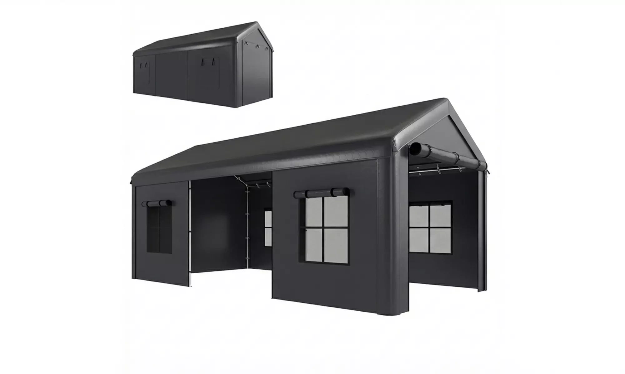 Outsunny 3 x 6 m Fully Enclosed Carport with Doors and Windows