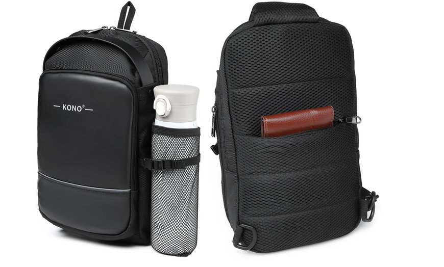 Image 5: Smart Sling Chest Bag with USB Charging Port Crossbody Backpack Unisex