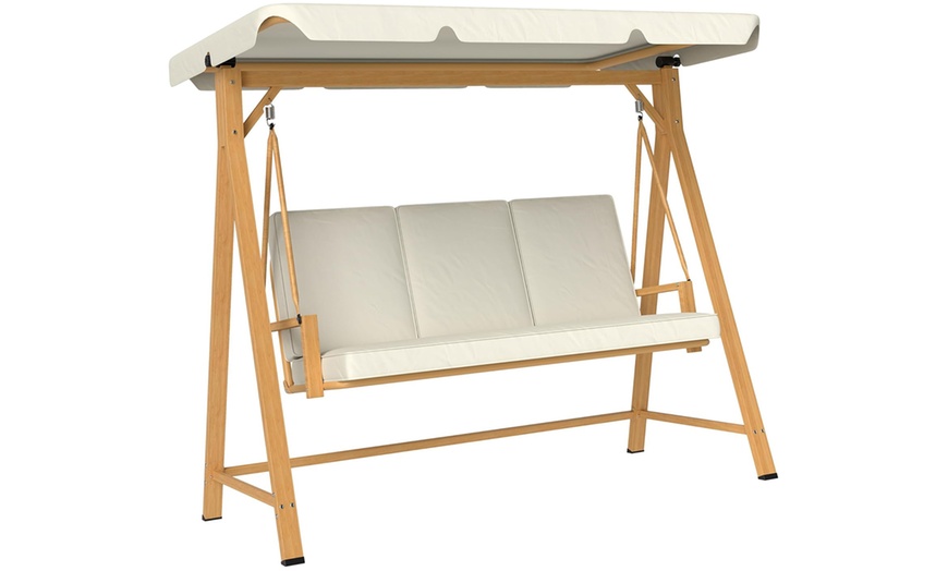 Image 3: Outsunny Three-Seater Swing Bench