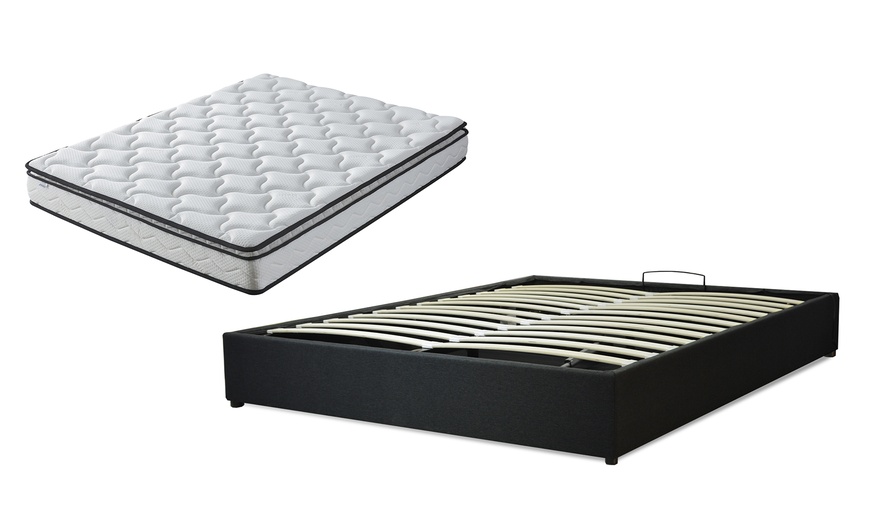 Image 8: Lit coffre Cômes tissu, matelas mémoire de forme en option. Sampur