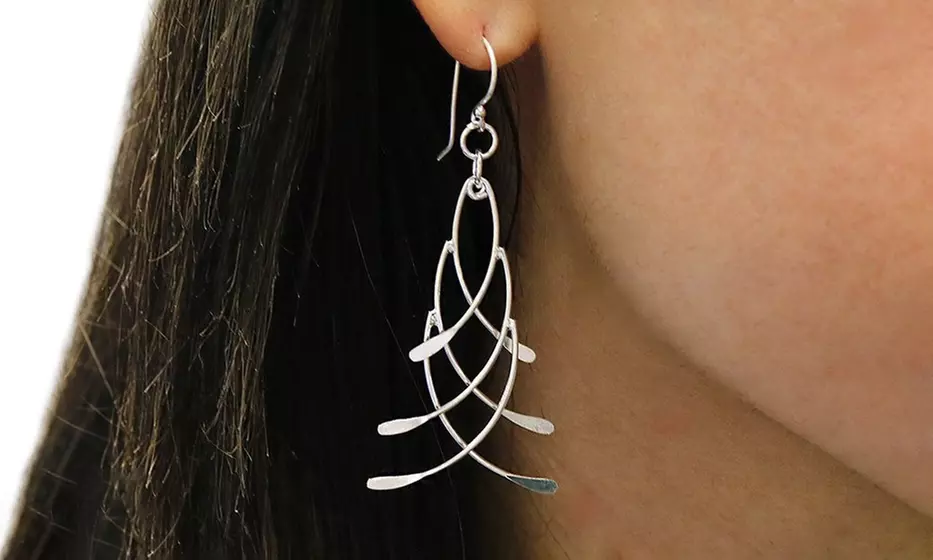 Sterling Projects Italian Sterling Silver Layered Knife Drop Earrings