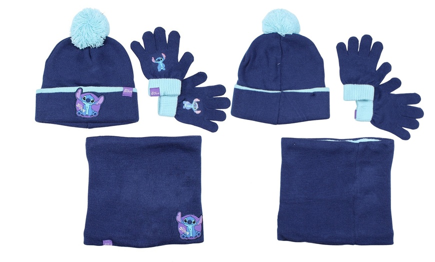 Image 14: Ensemble bonnet, gant, tour de cou Lilo & Stitch, Paw Patrol ou Minnie