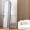 Image 1: 150cm Arched Full Length Floor Mirror with Metal Frame in 3 Colours