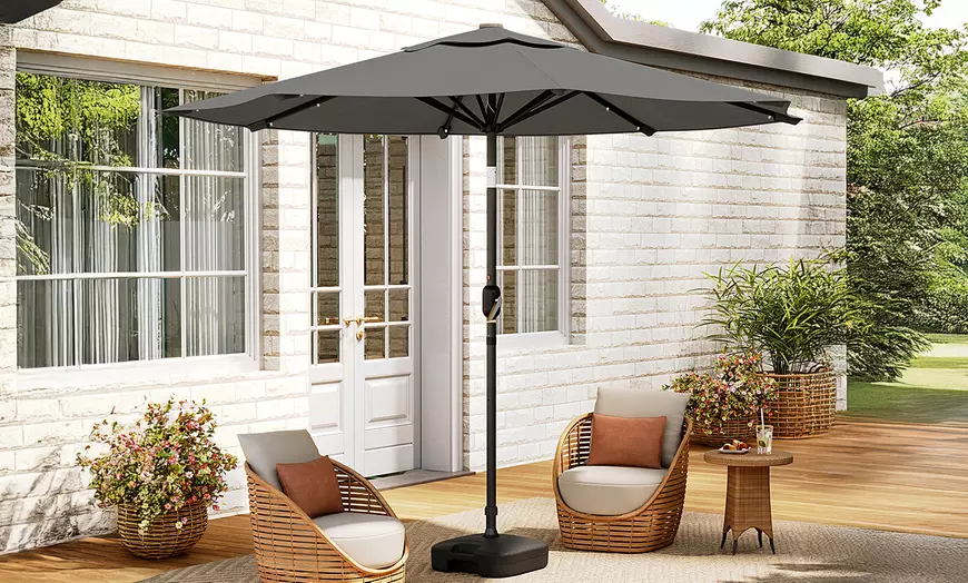 Image 3: Rotatable Solar Strip Lighting Umbrella with Fillable Base