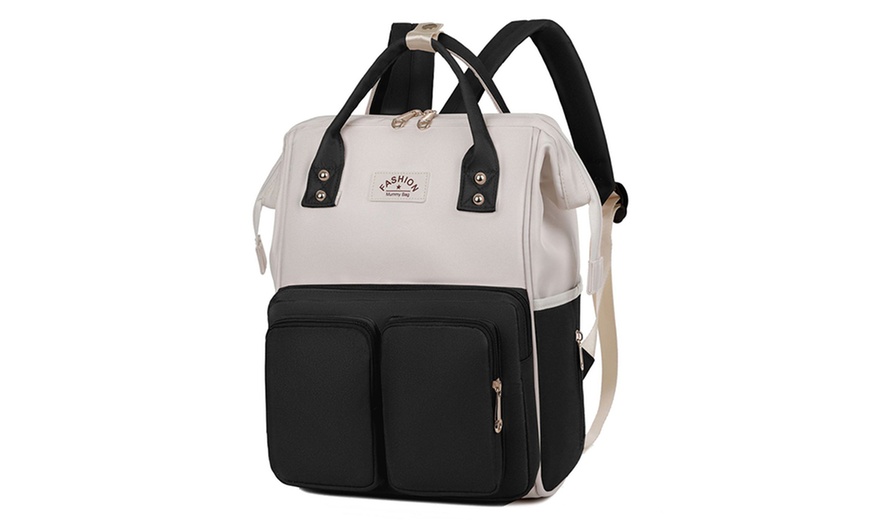 Image 3: Water-Repellent Large Diaper Backpack