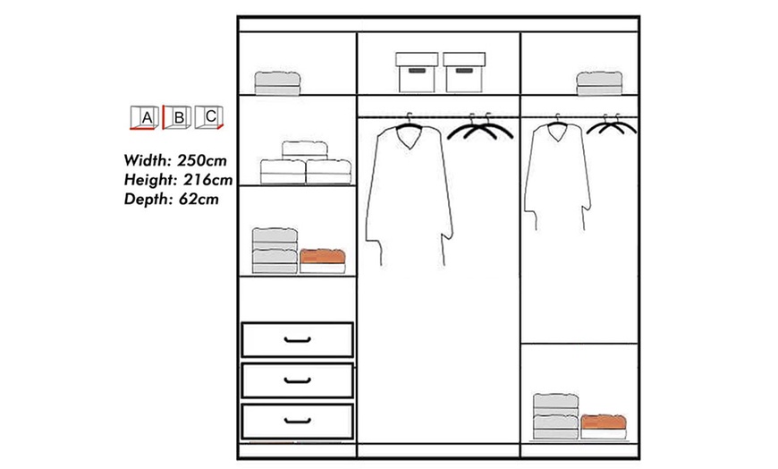 Image 20: Chicago Double-Sliding Full-Mirrored Door Wardrobe