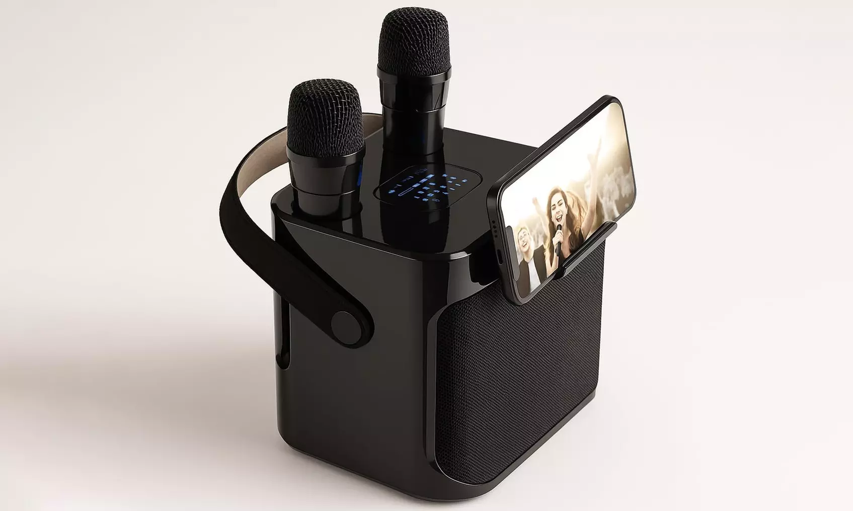 Karaoke portatile wireless con 2 microfoni