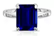 4.00 CTTW Sapphire Emerald Cut Sterling Silver Ring - Second Medium