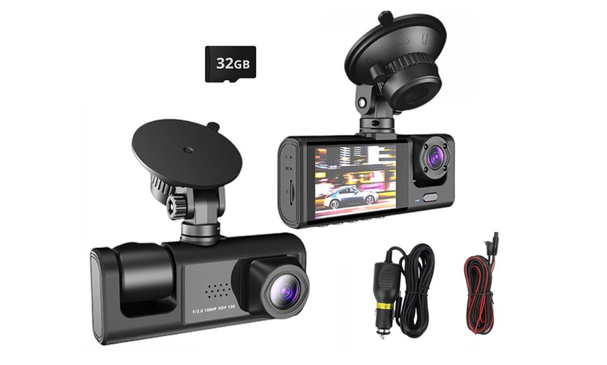 Image 1: 3-Kanal-Dashcam mit Front- und Rückkamera inkl. Speicherkarte 32 GB