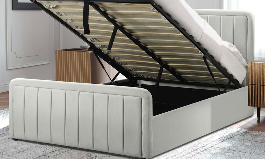 Image 6: Fabric Borneo Ottoman Bed with Optional Mattress