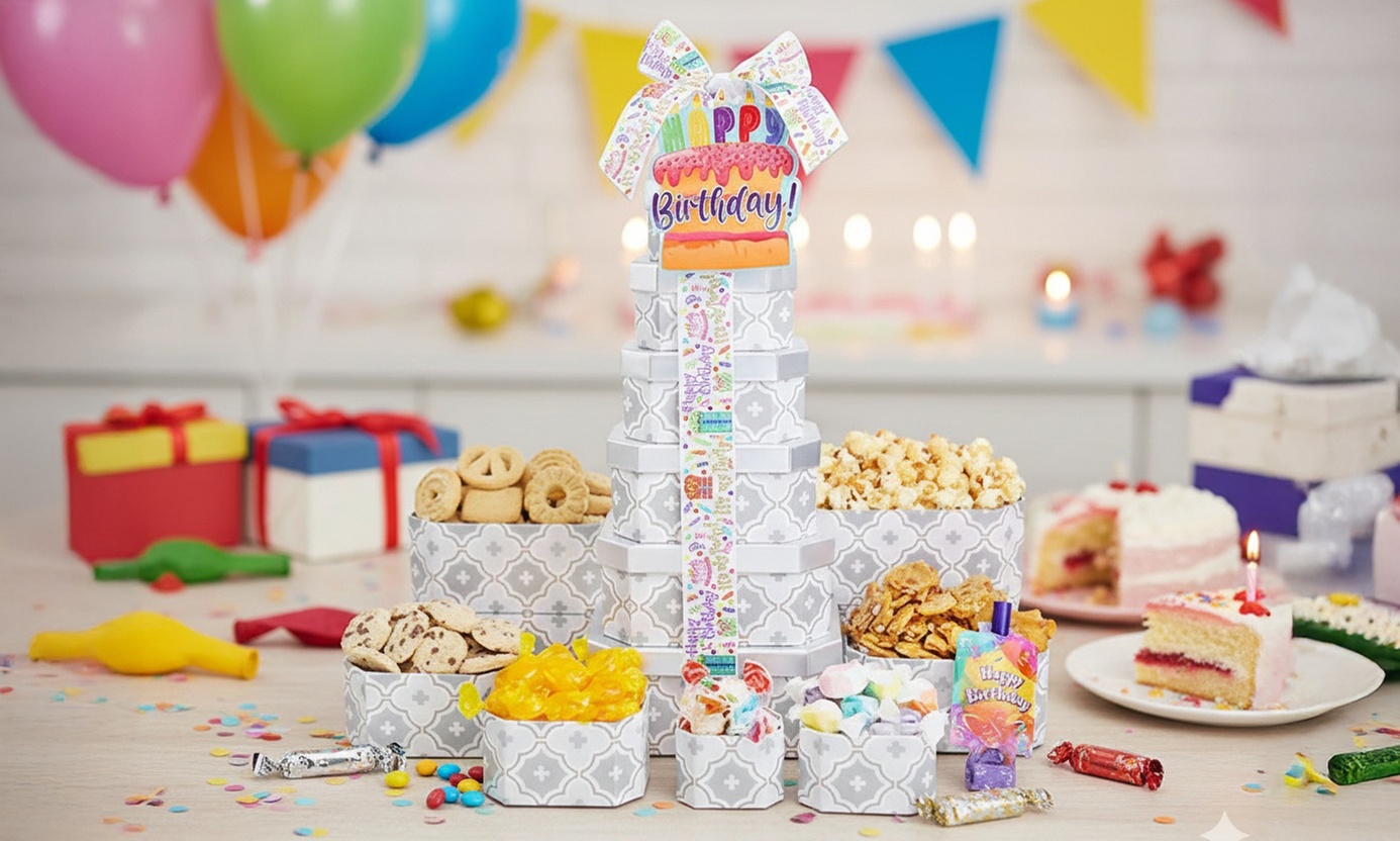 Birthday Towers & Spa Gifts: Jelly Belly, Tootsie Pop, & More!