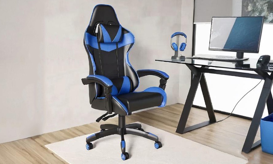 Image 1: Sedia da gaming ergonomica con poggiapiedi