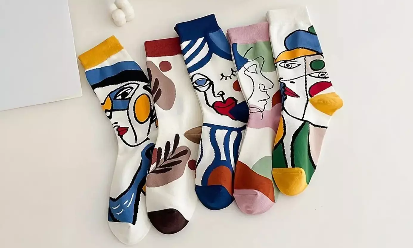 1x, 5x oder 10x Bunte Kunst-Socken für Damen - Primary Image