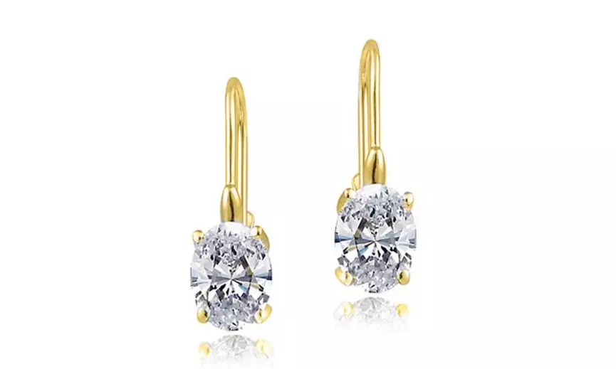2.00 CTTW Genuine White Topaz Leverback Earrings in 18k Yellow gold