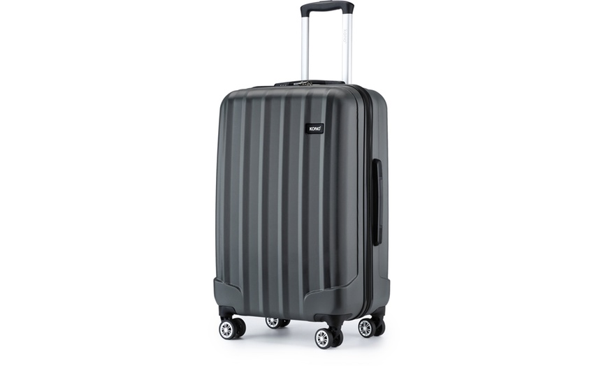 Image 12: KONO 1 to 3-Piece ABS Hard Shell Suitcase and Duffel Bag Set Grey