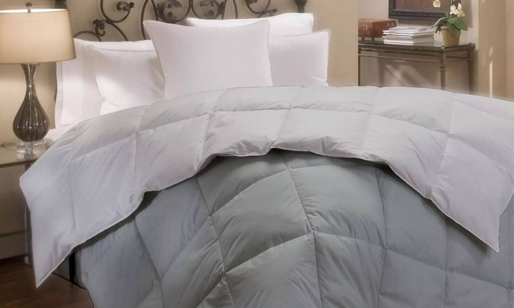 Couette d’hiver réversible avec 90% plumes d’oie