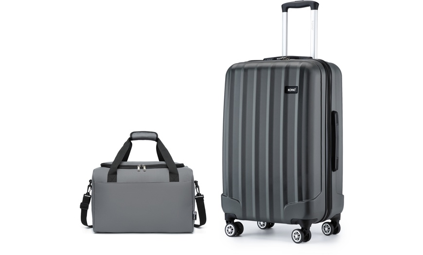 Image 4: KONO 1 to 3-Piece ABS Hard Shell Suitcase and Duffel Bag Set Grey