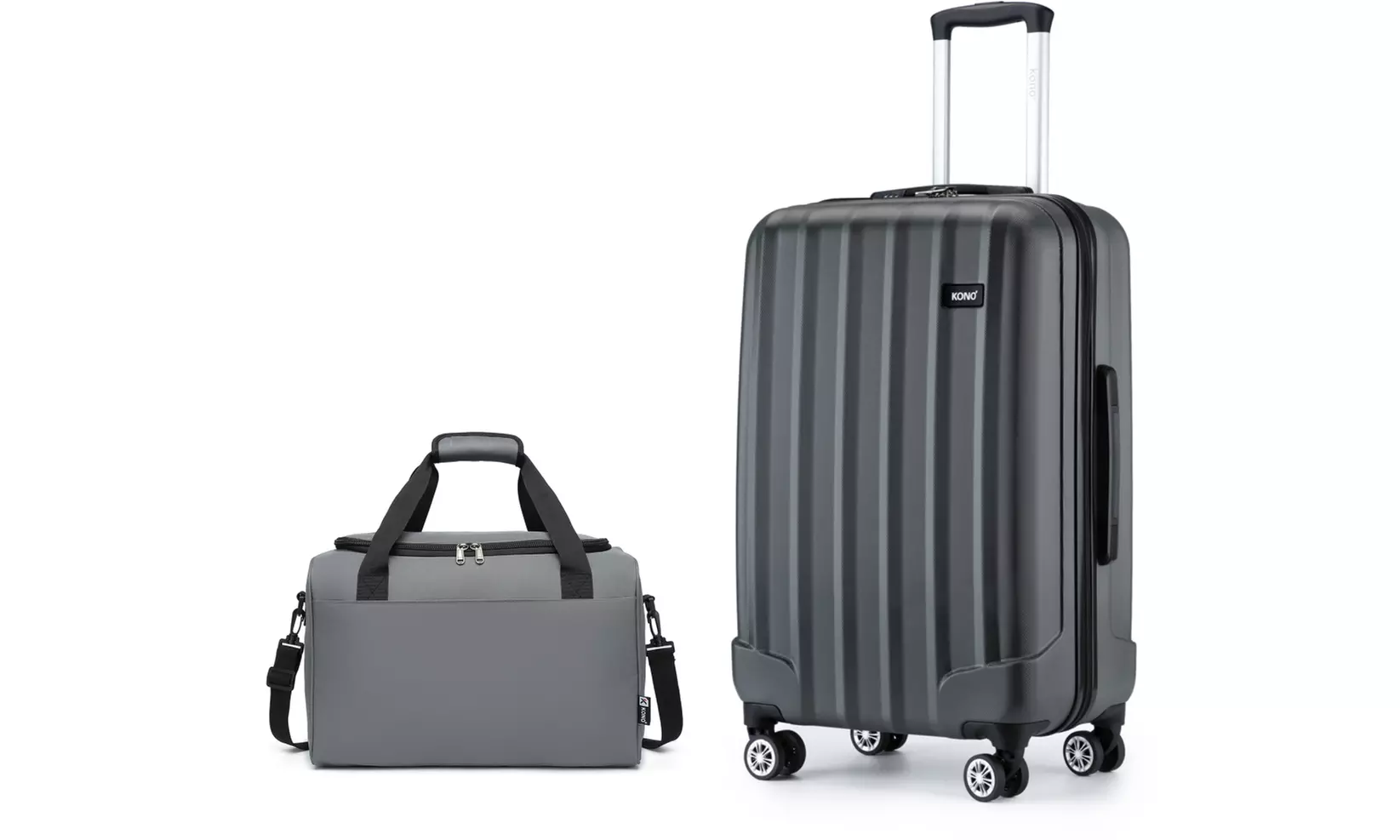 KONO 1 to 3-Piece ABS Hard Shell Suitcase and Duffel Bag Set Grey