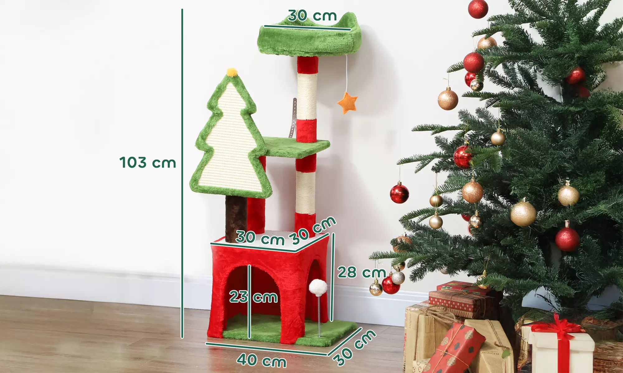 PawHut Christmas Cat Tower