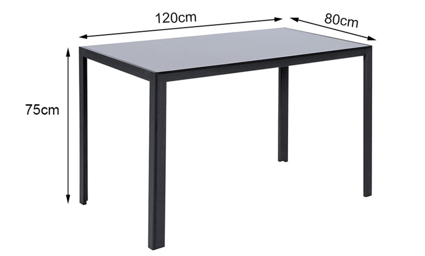Image 5: 120×80cm Black Glass Dining Table with Metal Legs