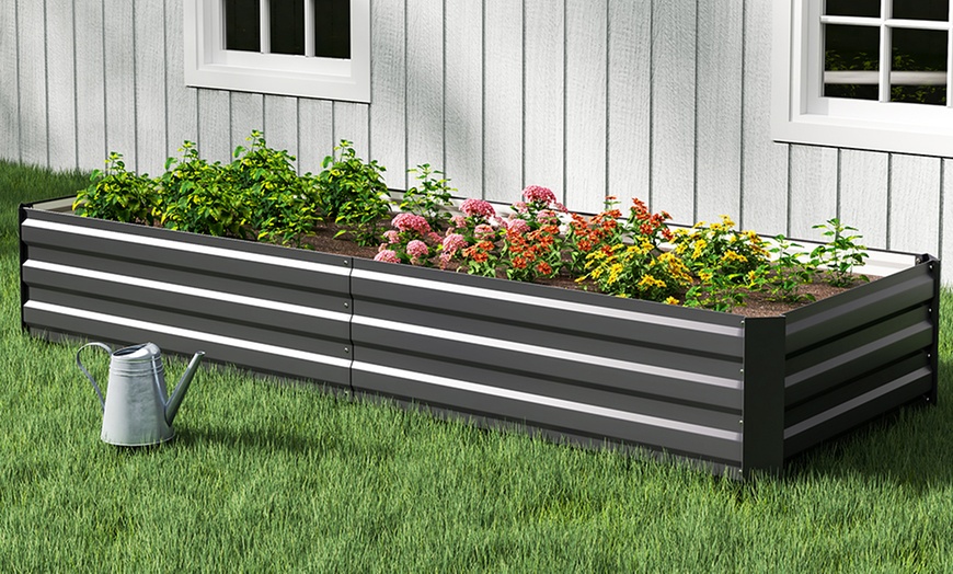 Image 1: 2.4m Sectioned Metal Raised Garden Bed