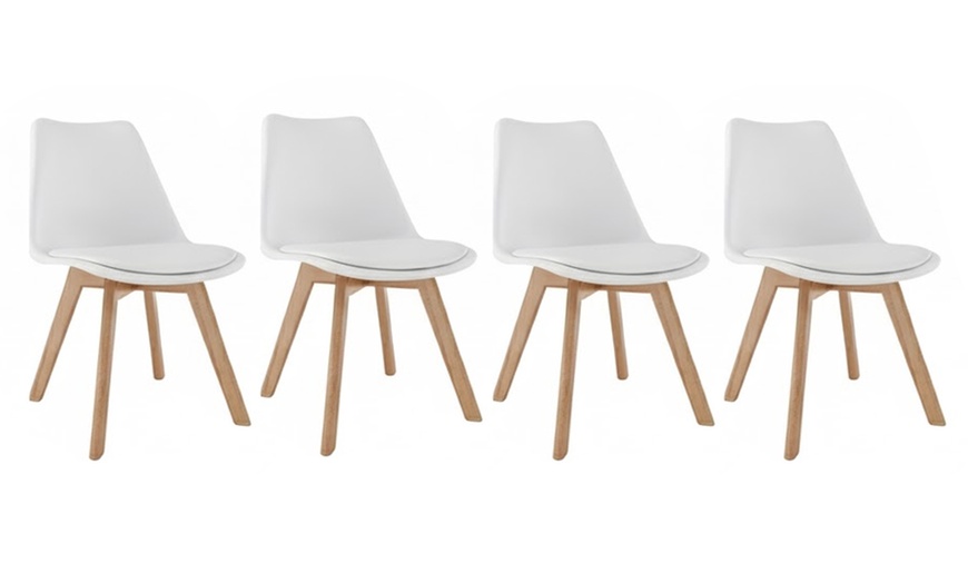 Image 2: Set 4 sedie in ecopelle e legno di faggio