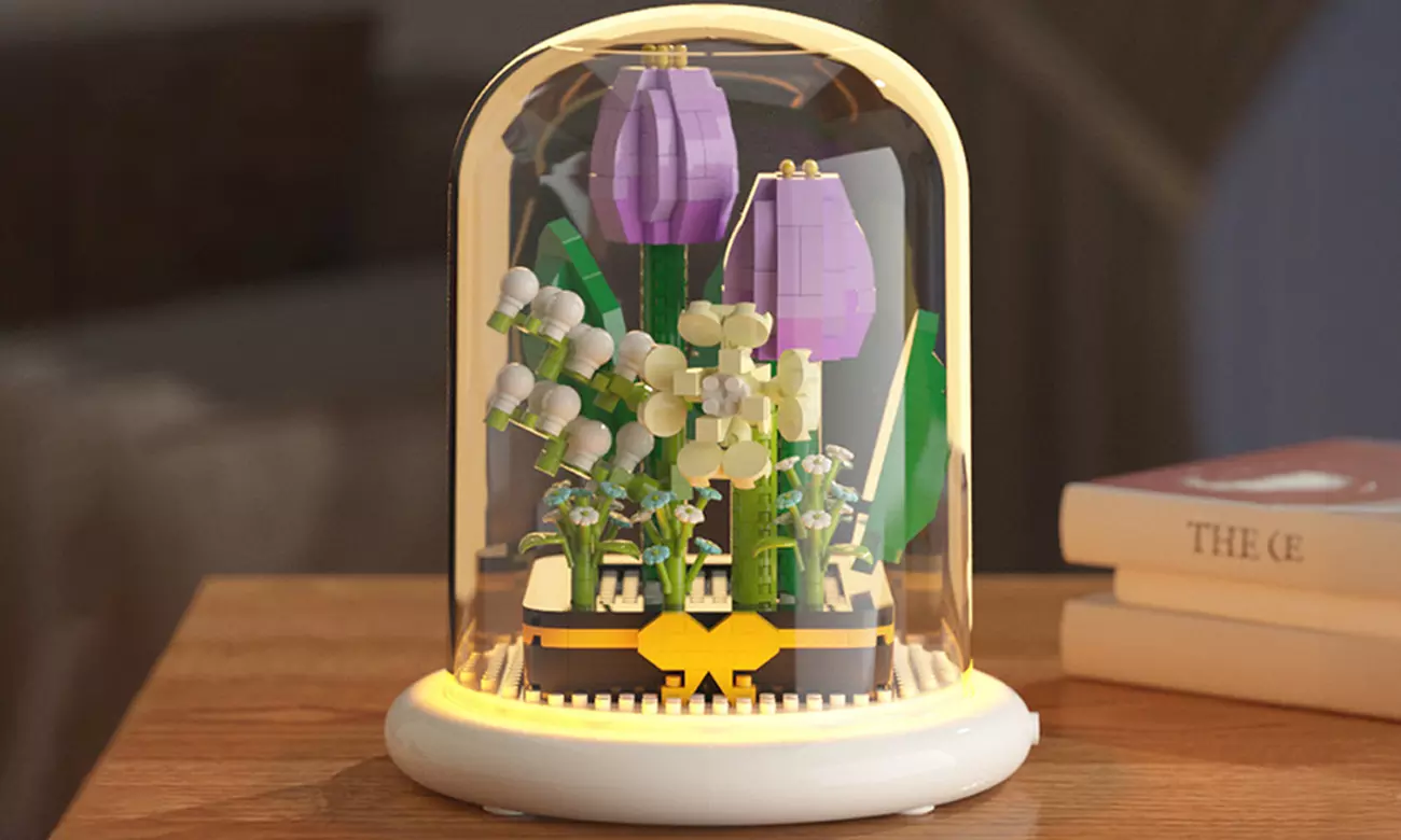 DIY-Baustein-Set für Blume in einer Glaskuppel