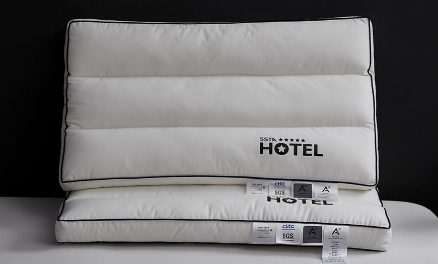 Image 17: 100% Cotton Five Star Hotel Pillow 2 Pack Set